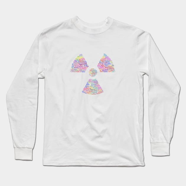 Radiation Symbol Silhouette Shape Text Word Cloud Long Sleeve T-Shirt by Cubebox